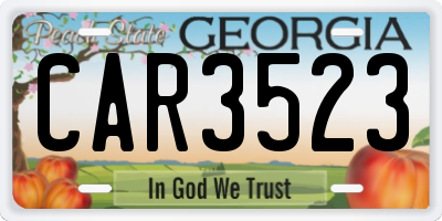 GA license plate CAR3523