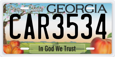 GA license plate CAR3534