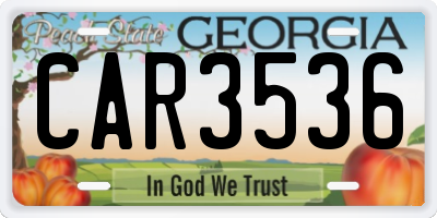 GA license plate CAR3536