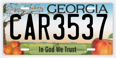 GA license plate CAR3537