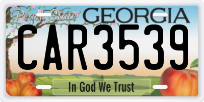 GA license plate CAR3539