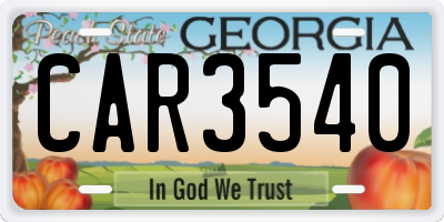 GA license plate CAR3540