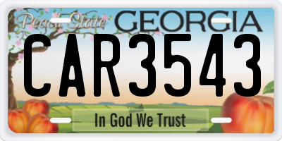 GA license plate CAR3543