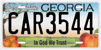 GA license plate CAR3544