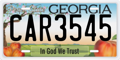 GA license plate CAR3545