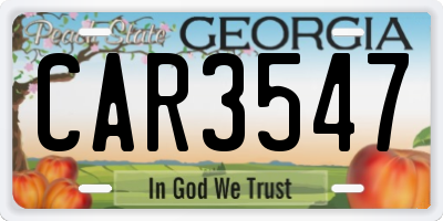 GA license plate CAR3547