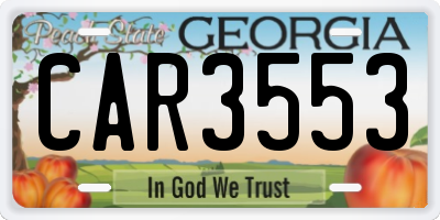 GA license plate CAR3553