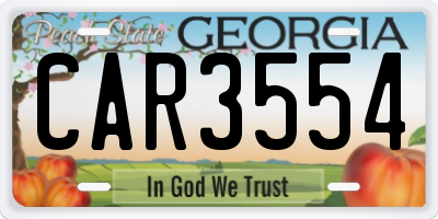 GA license plate CAR3554