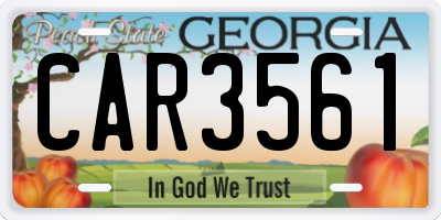 GA license plate CAR3561