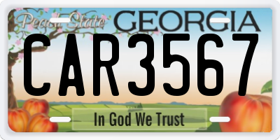 GA license plate CAR3567