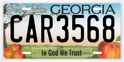 GA license plate CAR3568