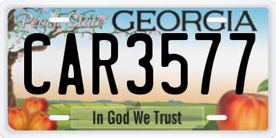 GA license plate CAR3577