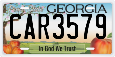 GA license plate CAR3579