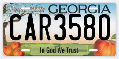 GA license plate CAR3580