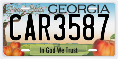 GA license plate CAR3587