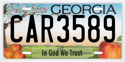 GA license plate CAR3589