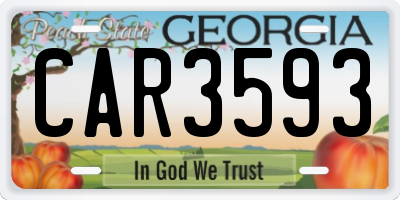 GA license plate CAR3593