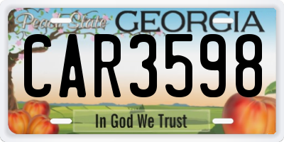 GA license plate CAR3598