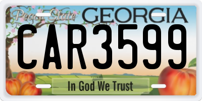 GA license plate CAR3599