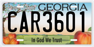 GA license plate CAR3601