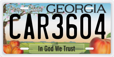 GA license plate CAR3604