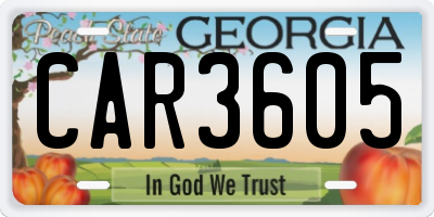 GA license plate CAR3605