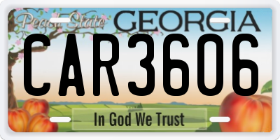 GA license plate CAR3606