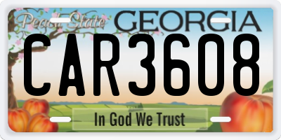 GA license plate CAR3608