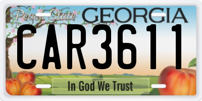 GA license plate CAR3611