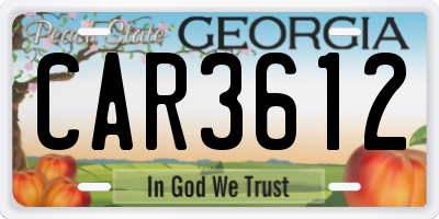 GA license plate CAR3612