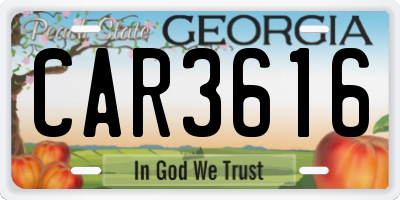 GA license plate CAR3616