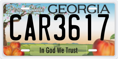 GA license plate CAR3617