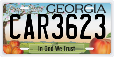 GA license plate CAR3623