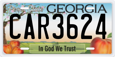 GA license plate CAR3624