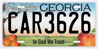 GA license plate CAR3626