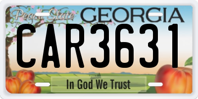 GA license plate CAR3631