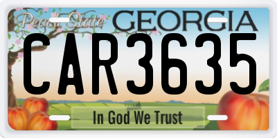 GA license plate CAR3635