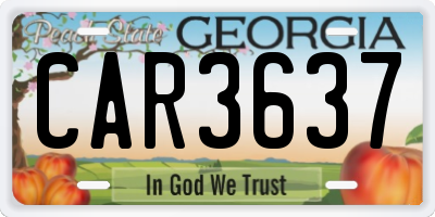 GA license plate CAR3637