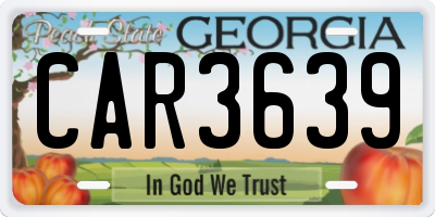 GA license plate CAR3639