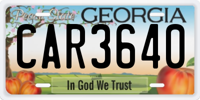 GA license plate CAR3640