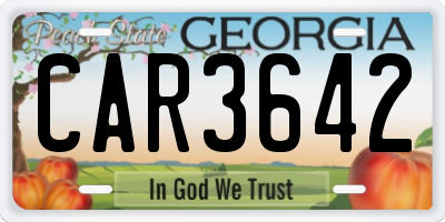 GA license plate CAR3642