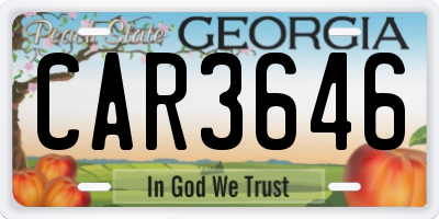 GA license plate CAR3646