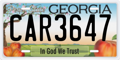 GA license plate CAR3647