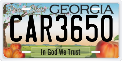 GA license plate CAR3650