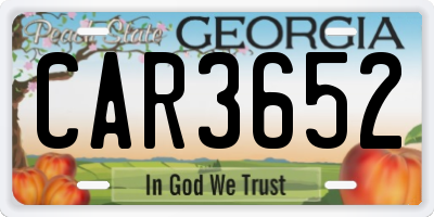 GA license plate CAR3652