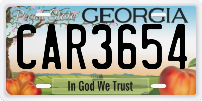 GA license plate CAR3654