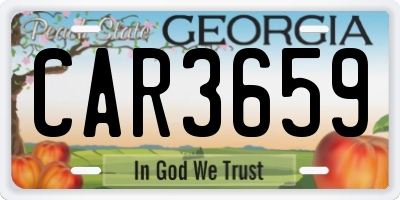 GA license plate CAR3659