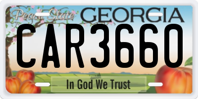 GA license plate CAR3660