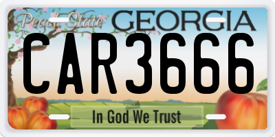 GA license plate CAR3666