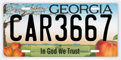 GA license plate CAR3667